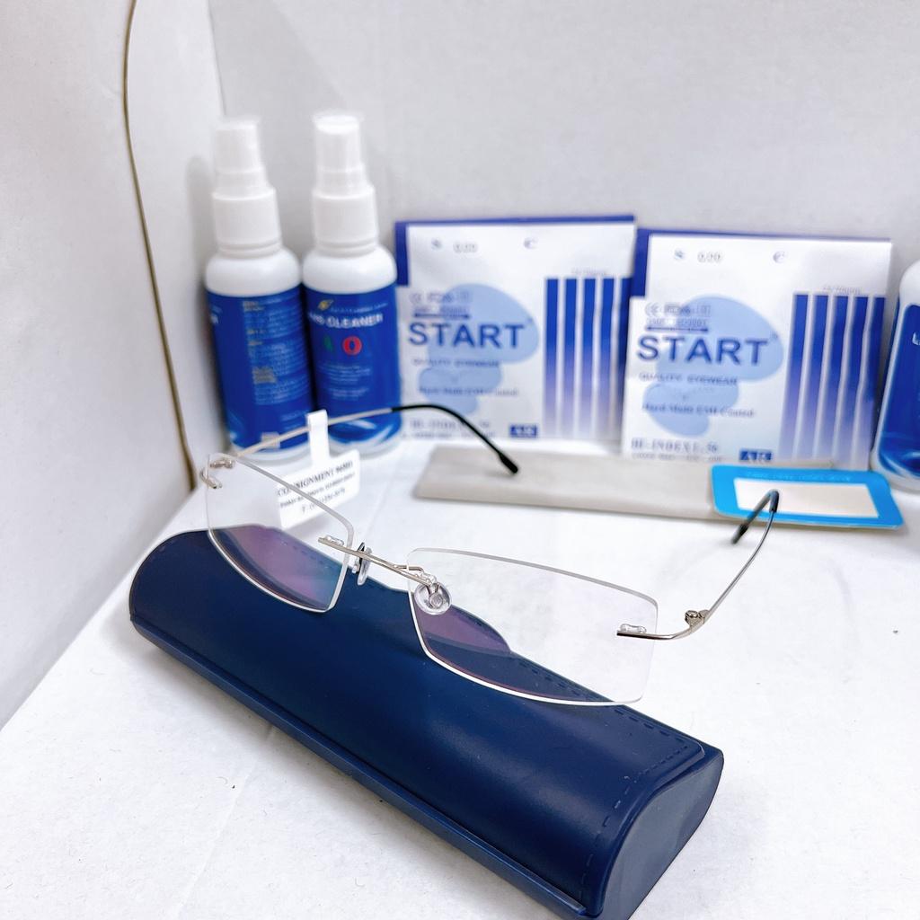 Gọng kính khoan titanium không vành siêu nhẹ siêu mảnh KT50UNIQUI Bạc sáng