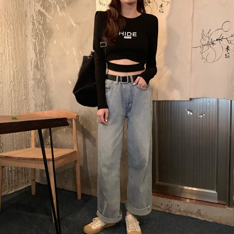 Áo thun nữ cổ tròn dài tay in họa tiết chữ