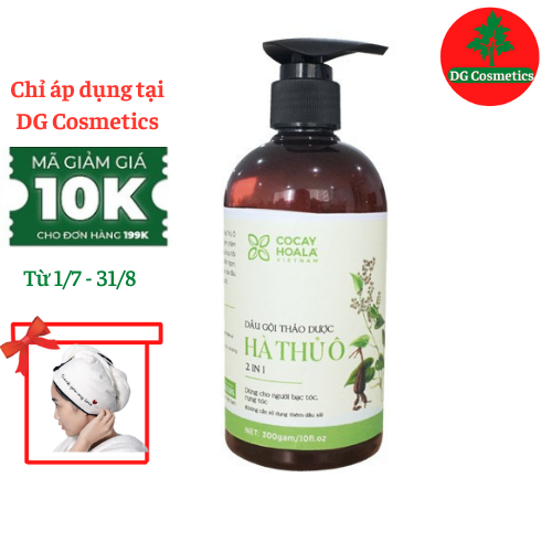 Dầu gội thảo dược HÀ THỦ Ô Chiết xuất từ 6 loại thảo dược Cocayhoala 300g, Tặng Khăn Quấn Ủ Tóc