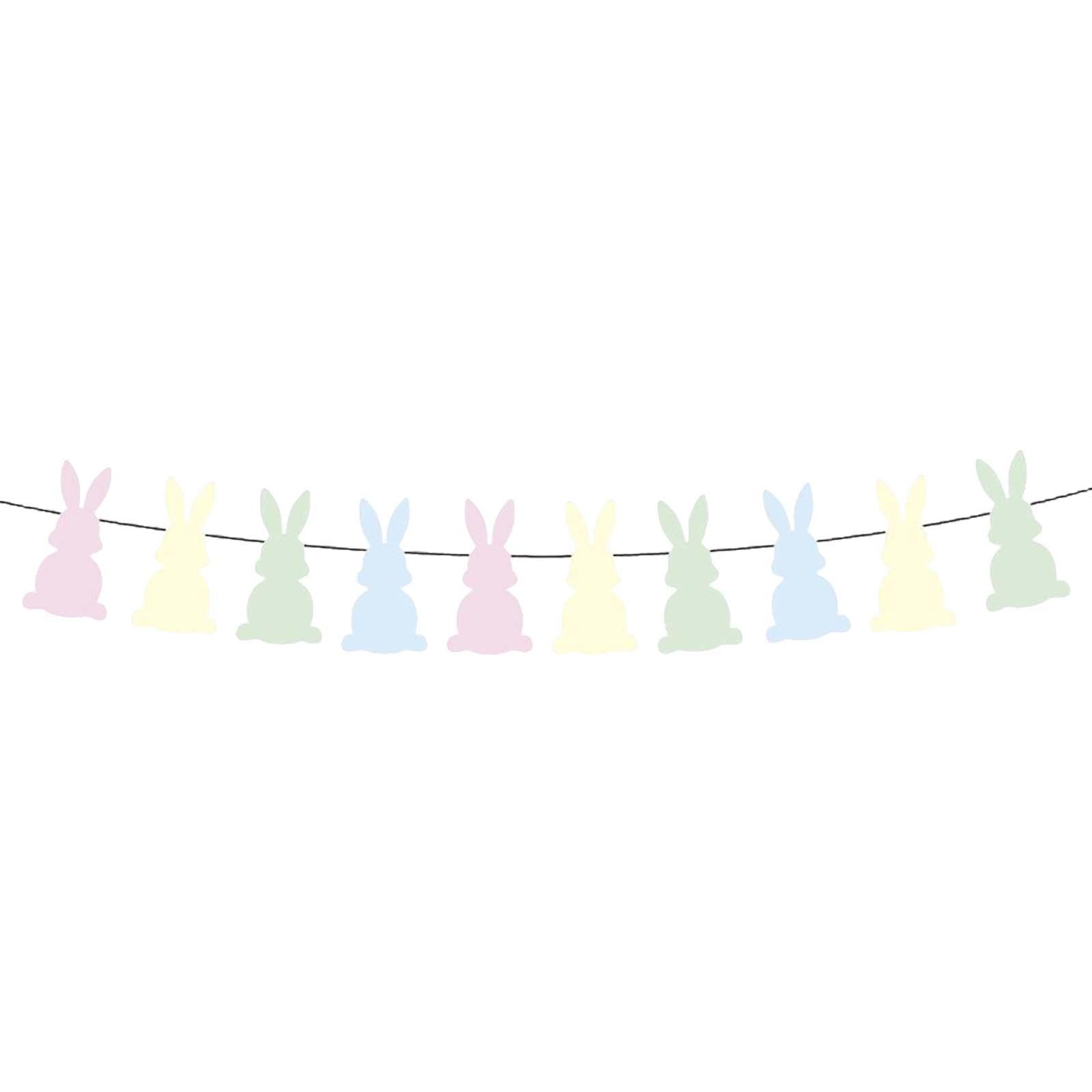 Easter Bunny Banner Wall Hanging Decorations Bunting for Outdoor Party