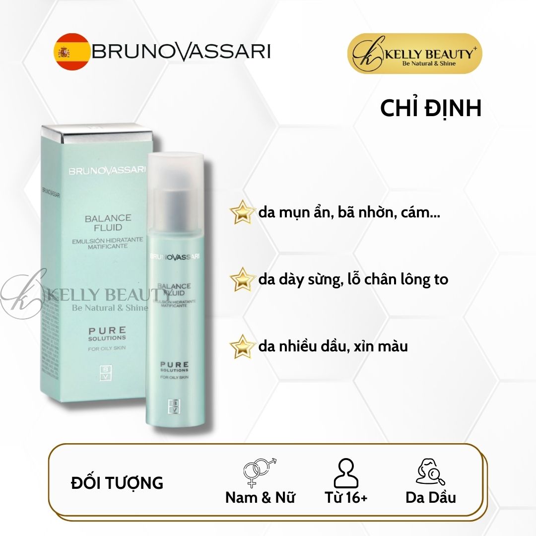 Nhũ Tương Dưỡng Ẩm Cho Da Dầu Mụn Pure Solutions Balance Fluid - Bruno Vassari | Kelly Beauty