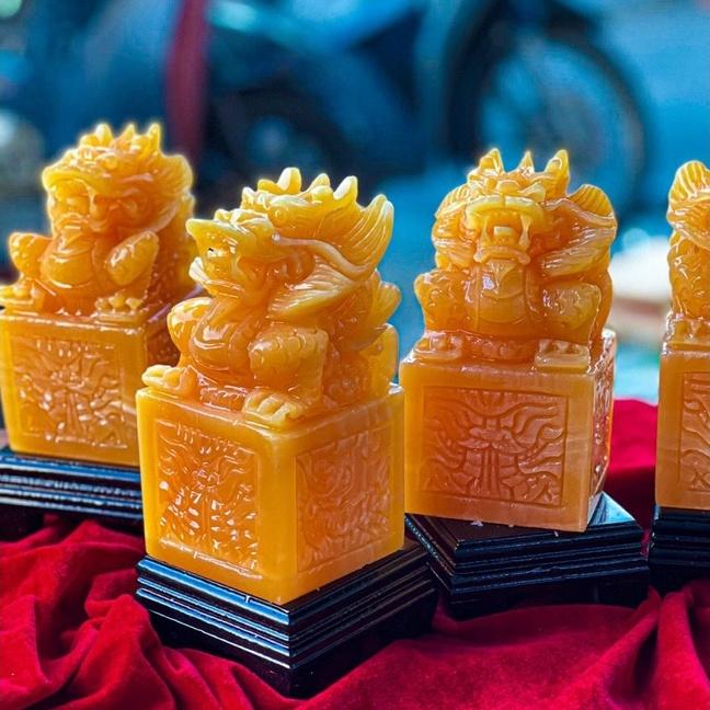 Ấn Rồng Phong Thủy Đá Ngọc Hoàng Long Để Bàn - Cao 10cm & 12cm & 15cm