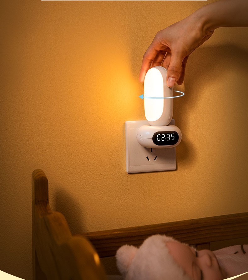 Đèn ngủ điều khiển từ xa bảo vệ mắt với 3 chế độ sáng, điều chỉnh độ sáng 10 cấp độ, tích hợp đồng hồ xem giờ
