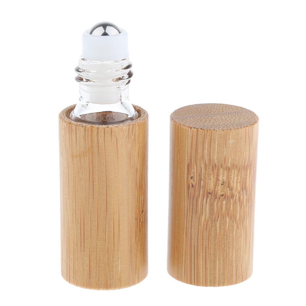 5/10ml Natural Bamboo Refillable Empty  Essential Oil Roll On Bottles