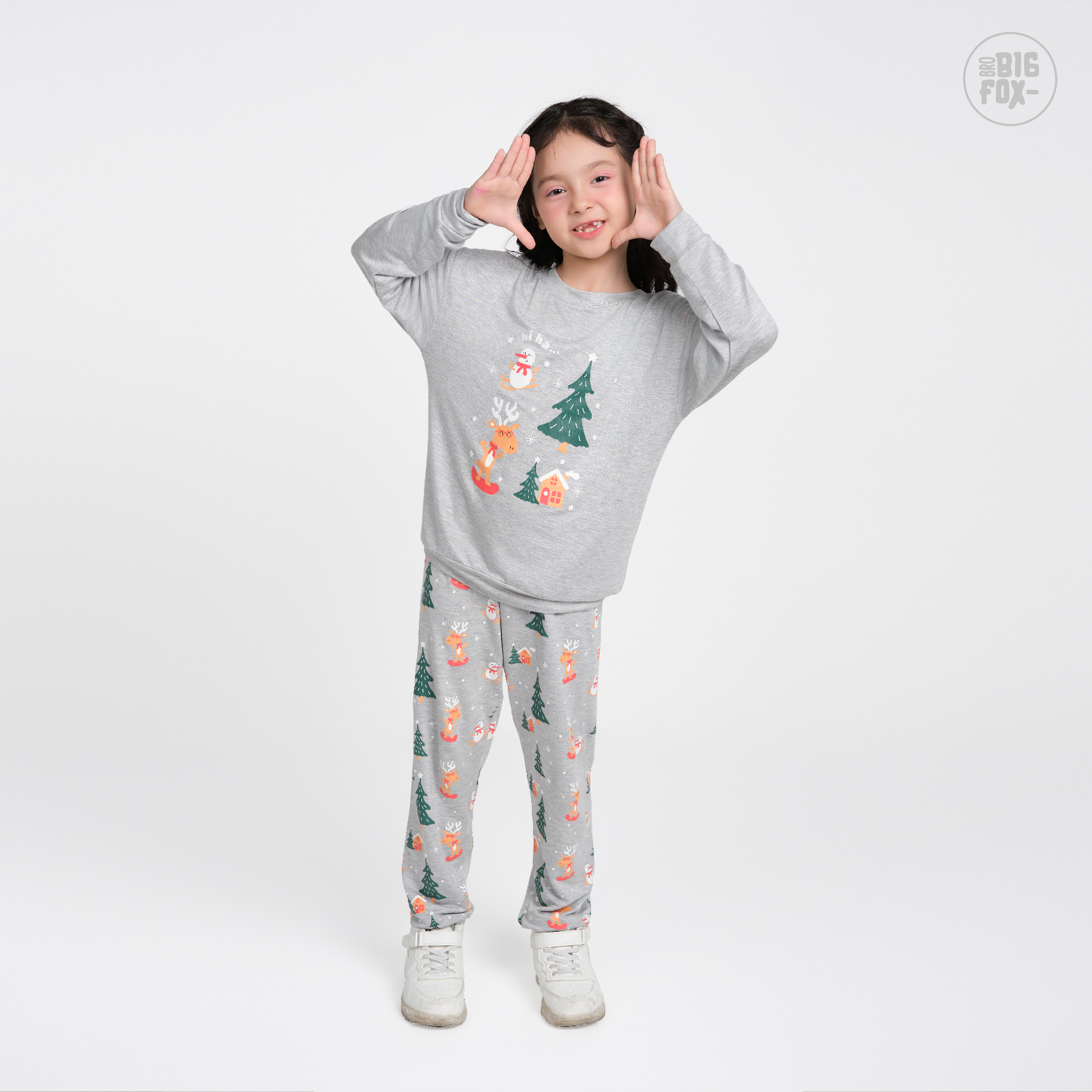Bộ đồ Noel cho bé trai bé gái Bigfox Miss Meow size đại vải nỉ in Người Tuyết cỡ trẻ em 3-11 tuổi