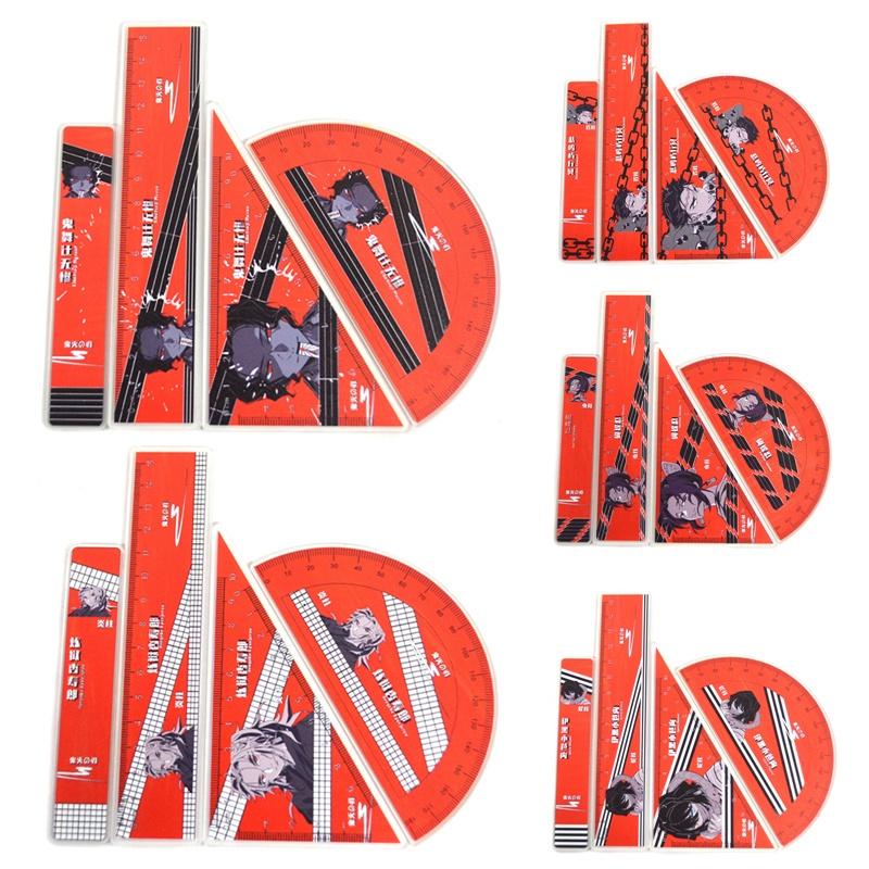 Bộ 4 thước đo hình anime Demon Slayer bằng acrylic cho học sinh