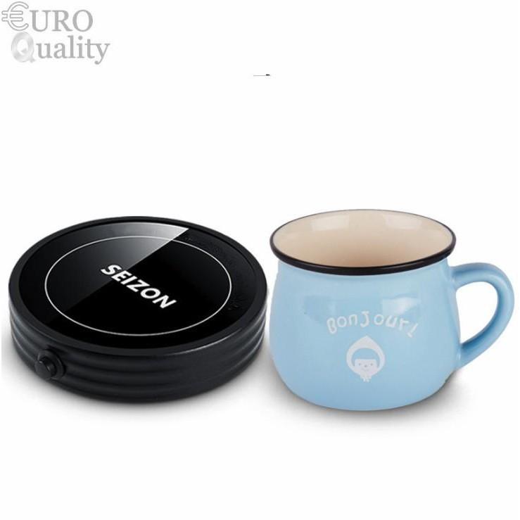 Đế Hâm Nóng Thức Uống Văn Phòng Tặng Kèm Ly Sứ Cao Cấp Euro Quality
