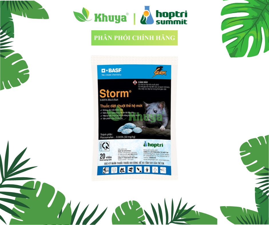 1 gói Diệt chuột dạng viên Hợp Trí Storm 0.005% gói 20 viên