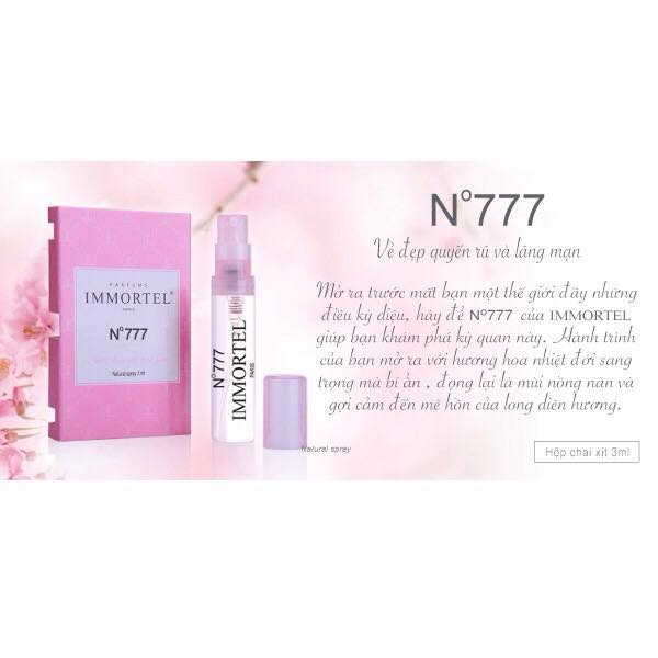 Nước hoa nữ IMMORTEL No777 Eau De Parfum 3ml