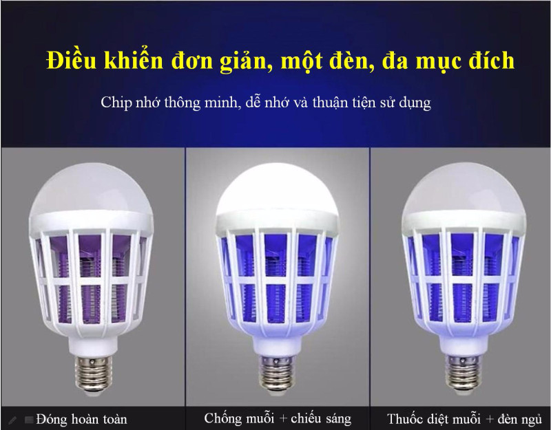 Đèn LED bắt muỗi, bóng đèn  đuổi muỗi, chống côn trùng, đèn ngủ chiếu sáng tiết kiệm điện, kèm lưới diệt muỗi bảo vệ giấc ngủ trẻ em trong gia đình, công suất 9-15-20W HL144