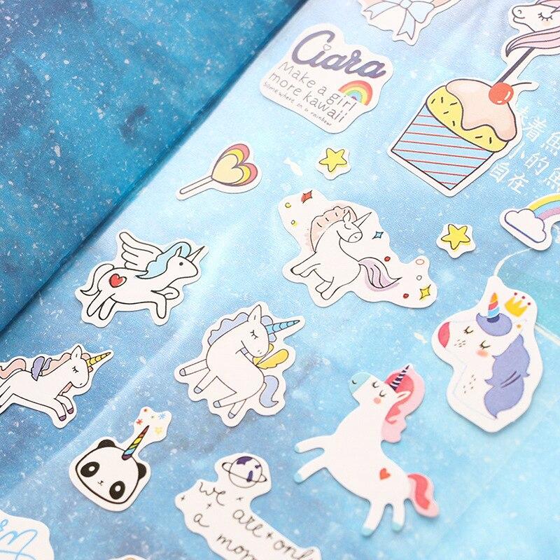 Tờ Nhãn dán Sticker trang trí sổ nhật kí họa tiết kì lân unicorn đáng yêu ST164