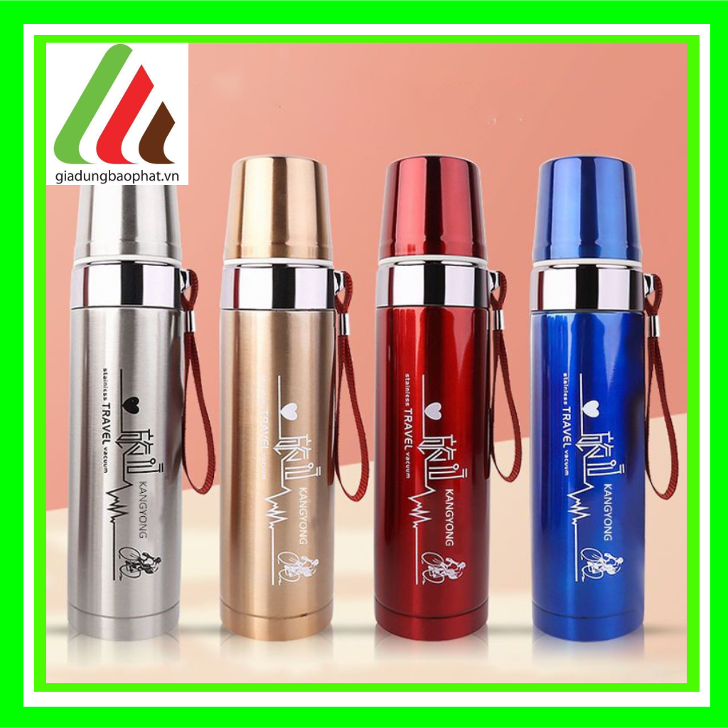 Bình giữ nhiệt kangyong 750ml inox 2 lớp chân không cách nhiệt màu sắc trơn sáng sang trọng tiện lợi