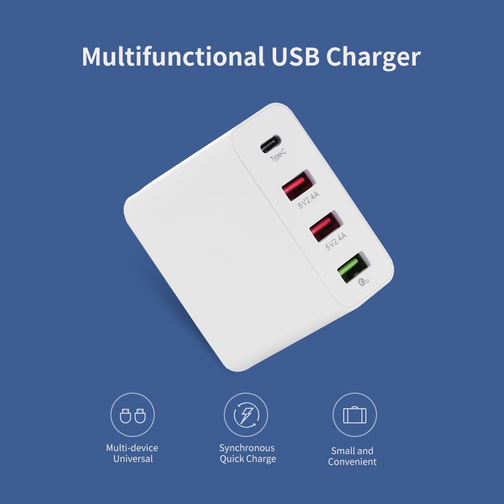 Sạc nhanh 4 cổng USB cho điện thoại,máy tính, iPad có cổng sạc Type-C&lỗ đôi đa năng
