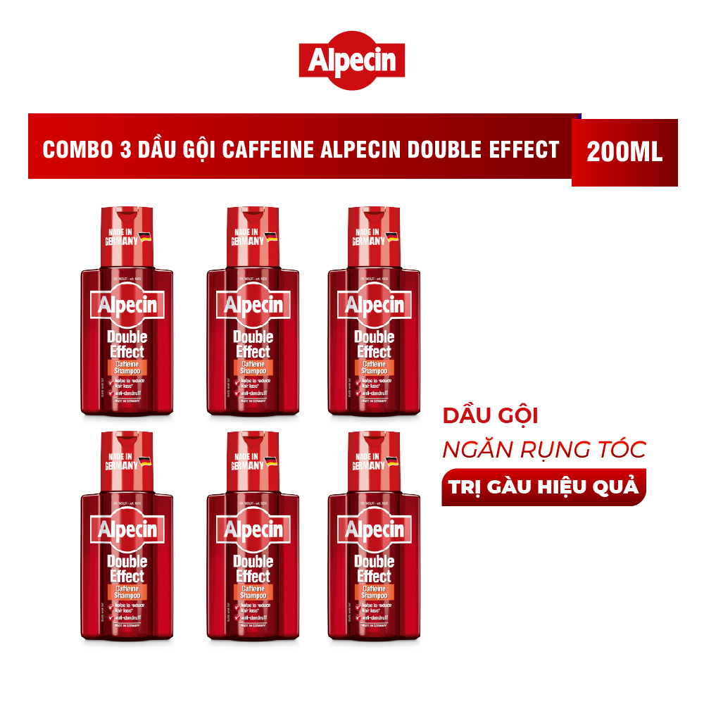 Combo 6 Dầu gội Caffeine Alpecin Double Effect 200ml, ngăn rụng tóc và giảm gàu hiệu quả, cho nam