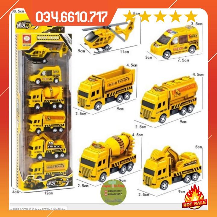 Set 6 ô tô mô hình công trình xây dựng cho bé, đồ chơi cho bé thoả sức sáng tạo