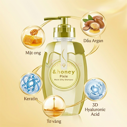 Dầu gội dưỡng tóc mềm mượt &amp;Honey Pixie Moist Silky Shampoo (440ml) - Hàng chính hãng
