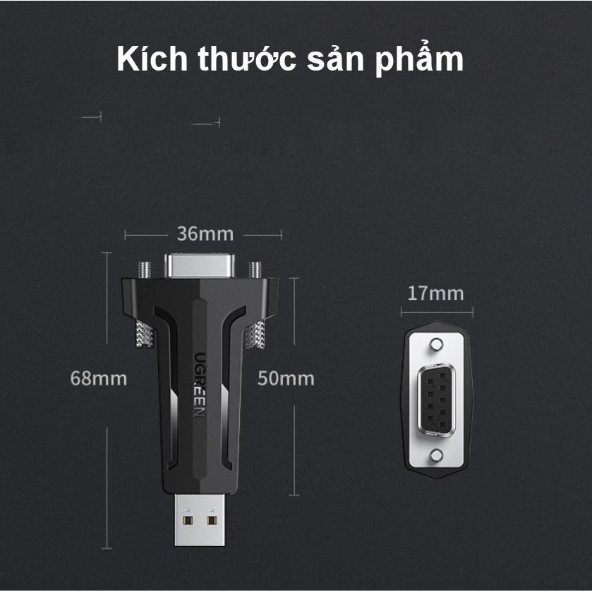 Đầu chuyển đổi tín hiệu USB 2.0 sang COM DP9 RS 232 UGREEN 80111 - Hàng chính hãng