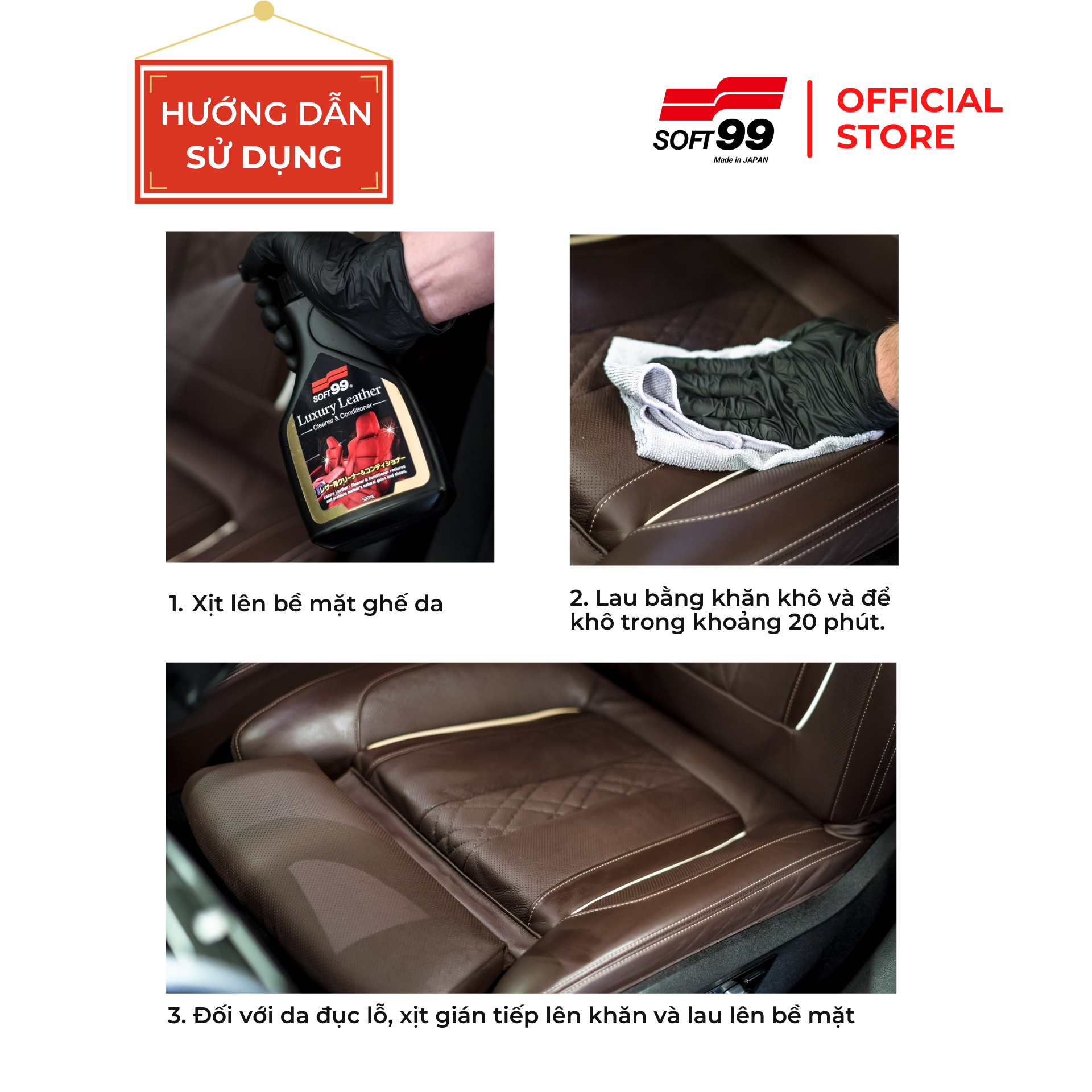 Vệ sinh, bảo dưỡng & phục hồi ghế da ô tô Luxury Leather L-52 500ml Soft99