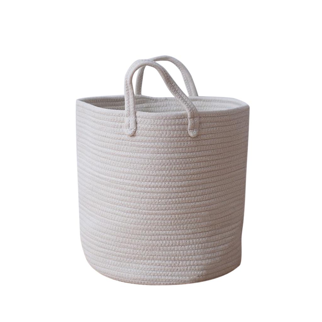 Cotton Woven Storage Baskets Cotton Rope Handle Basket Kids Toys Basket Laundry Hamper
