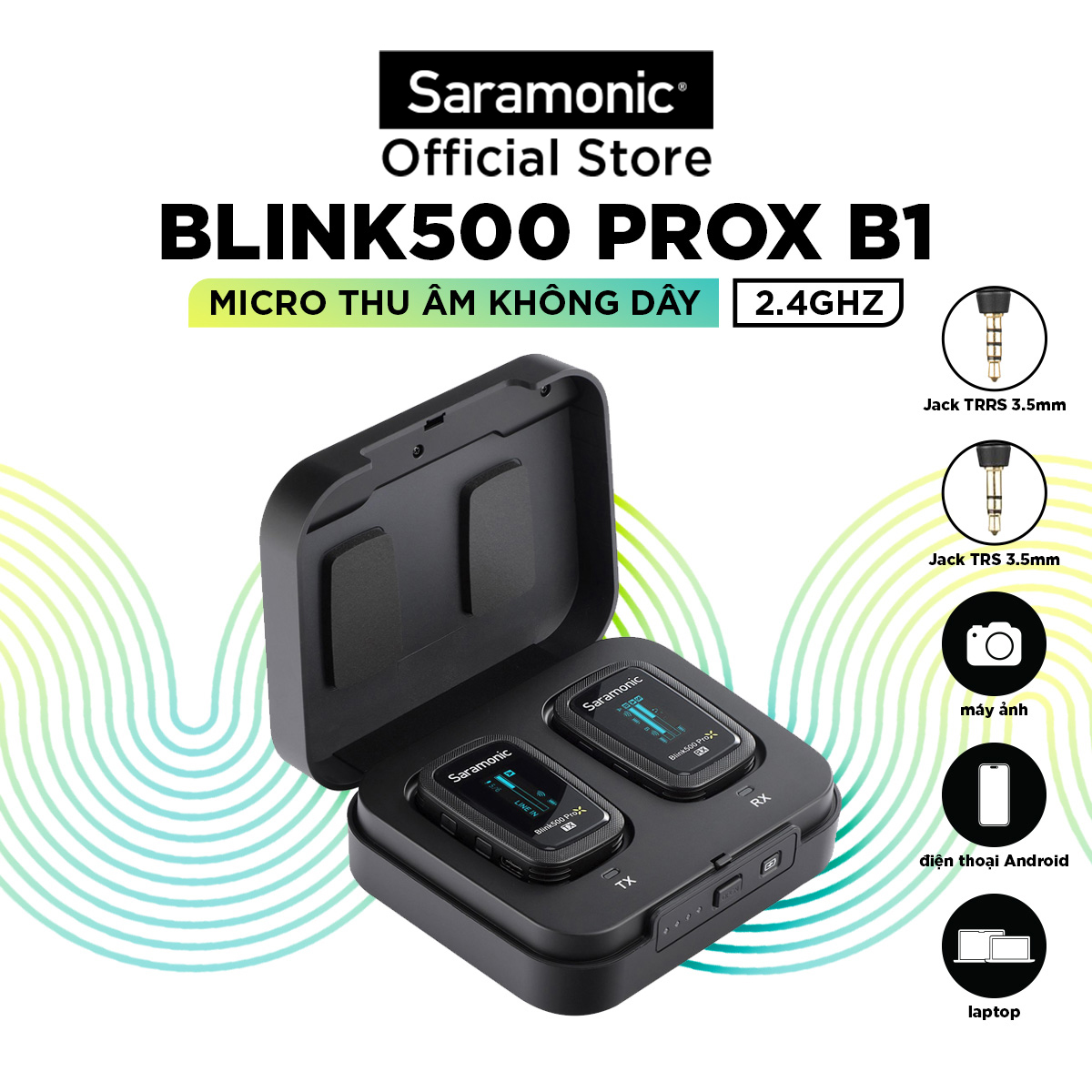 Micro Thu Âm Không Dây Saramonic Blink500 Prox B1 - Công Nghệ 2.4Ghz - Độ Trễ 8Ms - Hàng Chính Hãng