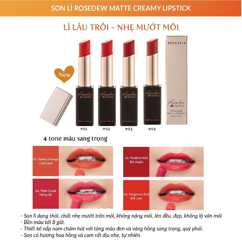 Son lì Beauskin Rosedew Matte Creamy Lipstick 02 3.5g