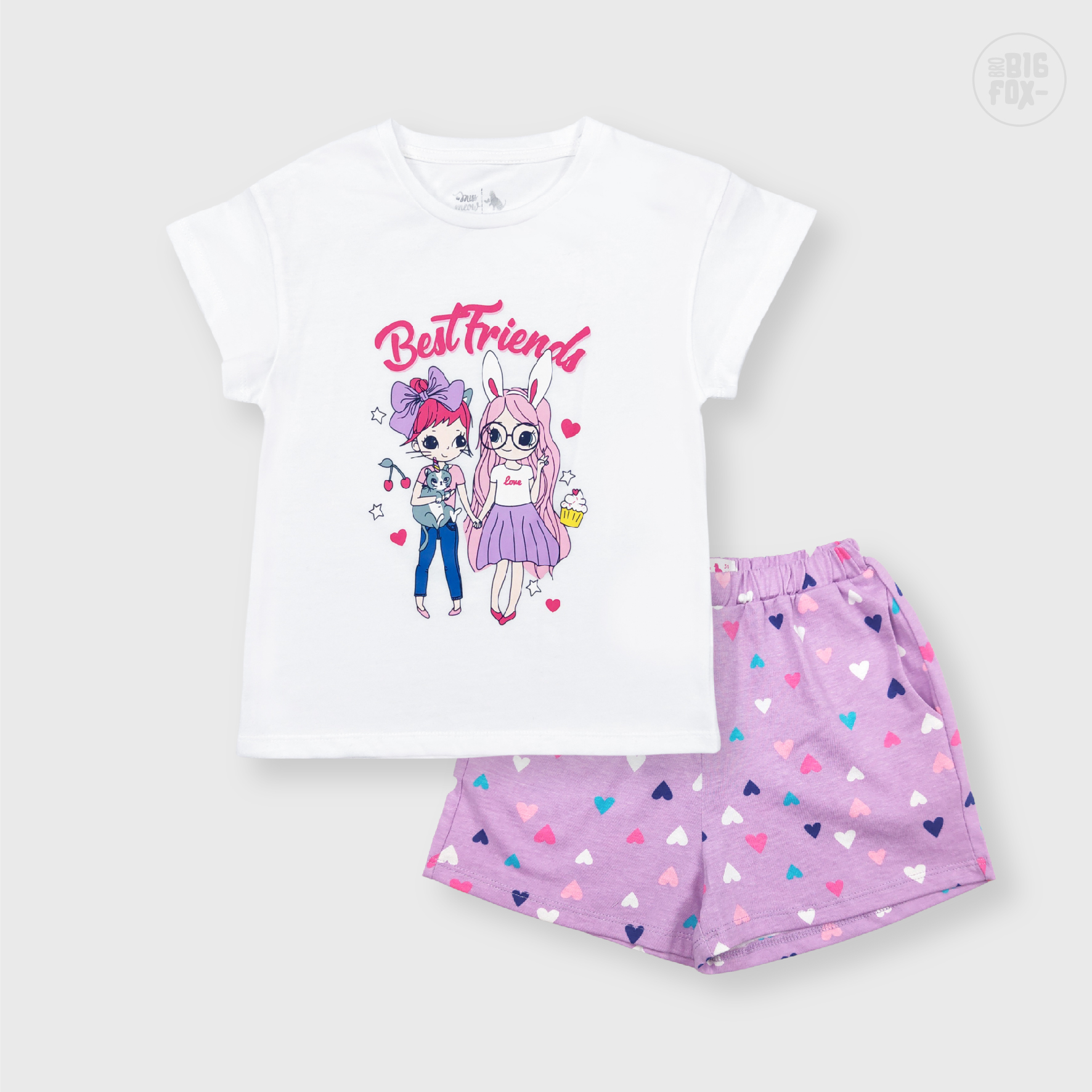 Bộ Bé Gái Miss Meow Bộ Cộc Tay Cho Bé Mùa Hè Chất Cotton In Hình Best Friends, Size 3,4,5,6,7,8,9,10,11 Tuổi