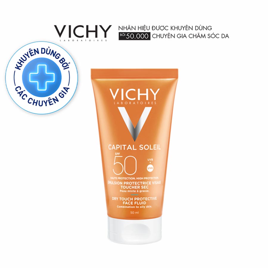 Kem chống nắng SPF 50 UVA+UVB Vichy Capital Soleil Mattifying Dry Touch Face Fluid 50ml