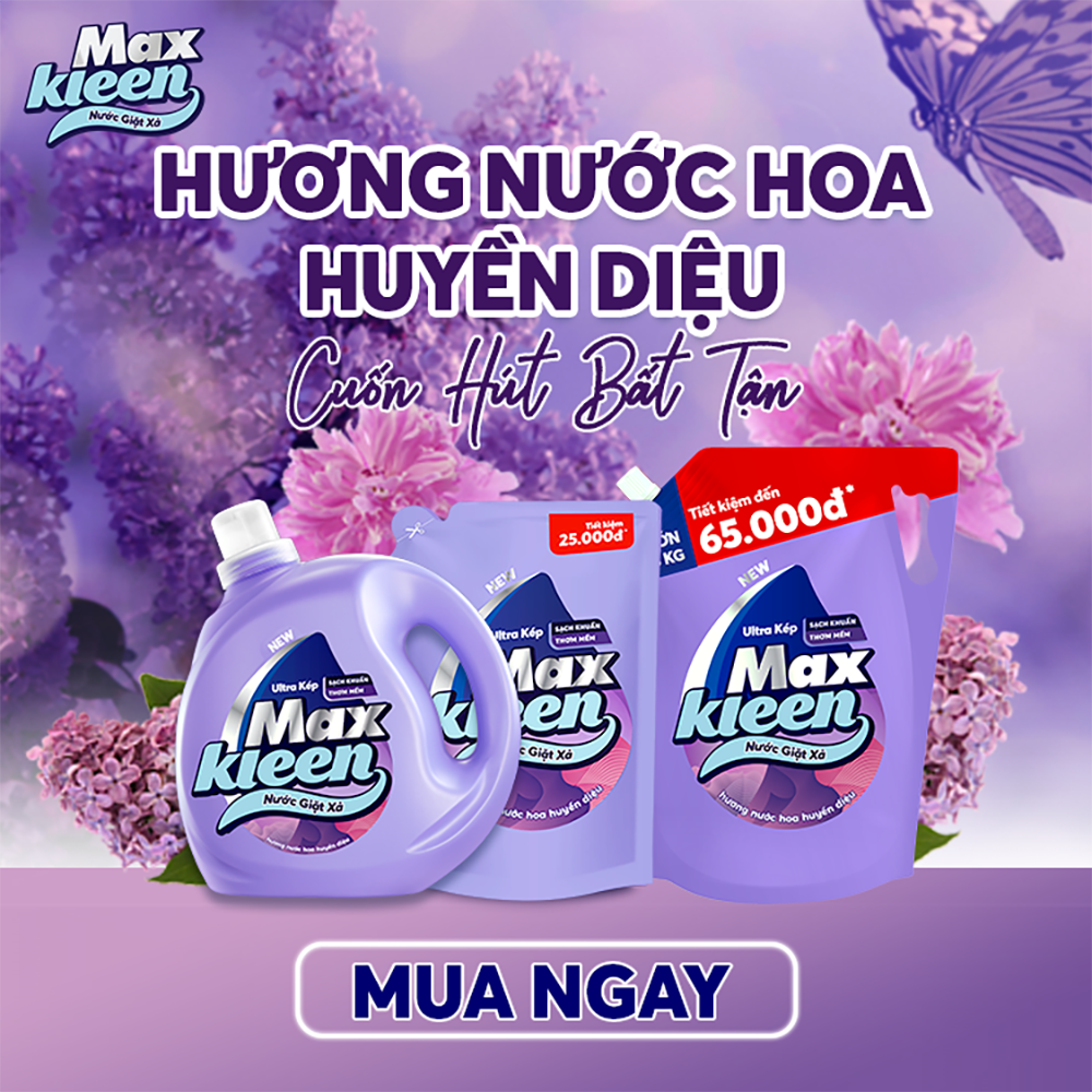 Túi Nước Giặt Xả Maxkleen Hương Nước Hoa Huyền Diệu (3.8kg)