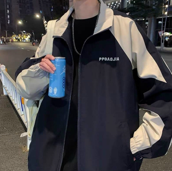 Áo Khoác Dù PPDAOJIA LOGO THÊU Nam Nữ Ulzzang Unisex Form Rộng Bomber TRƠN Jacket 2 lớp dày dặn