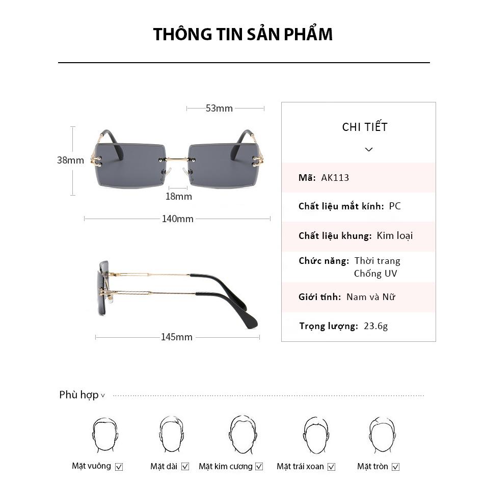 Kính Râm Không Viền Gradient Chống UV Gọng Nhỏ Phong Cách Thời Trang Hàn Quốc Đẳng Cấp Quý Cô Màu Sắc Đa Dạng AK113