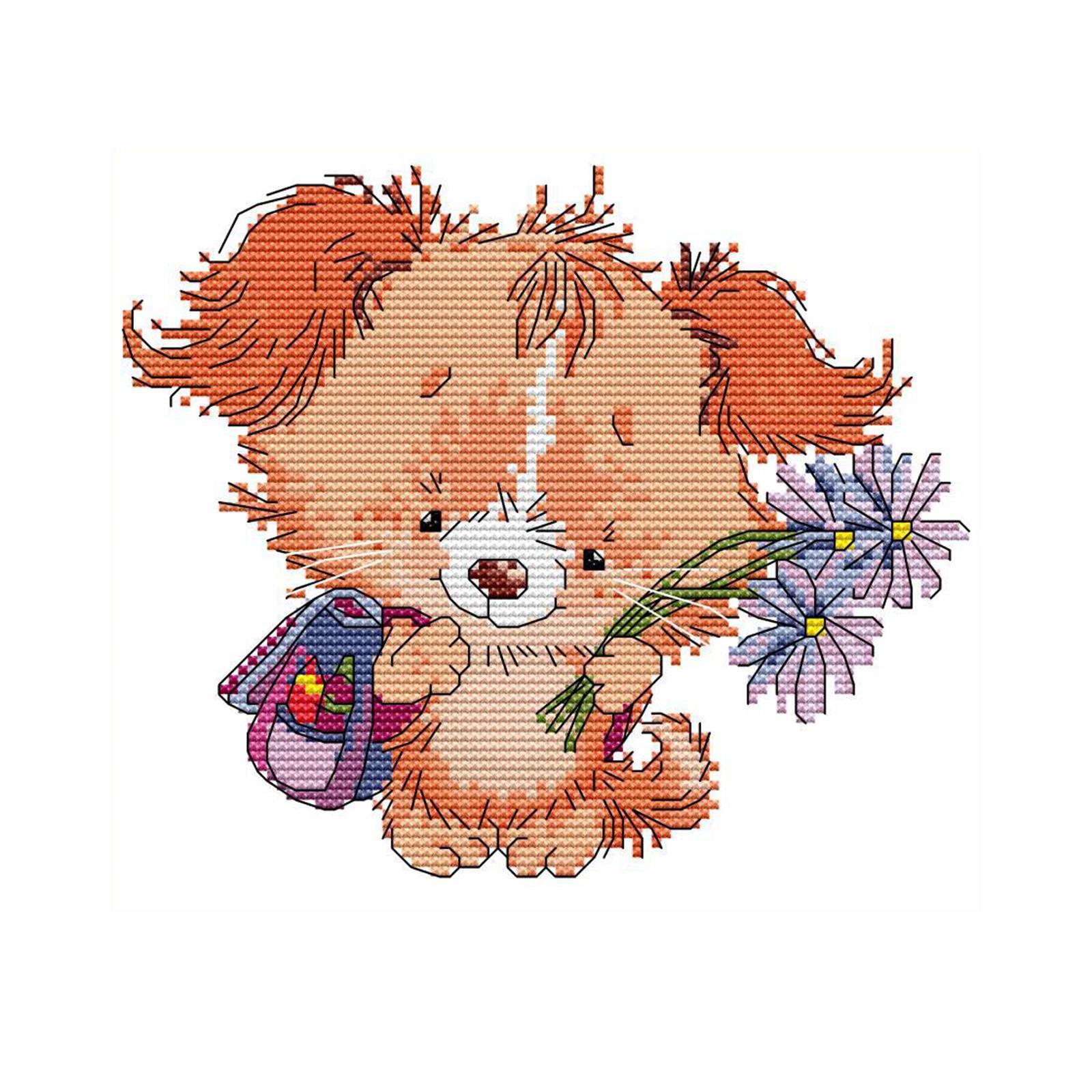Cross Stitch Cute Puppy Embroidery Needlepoint Crafts for Adult Kid