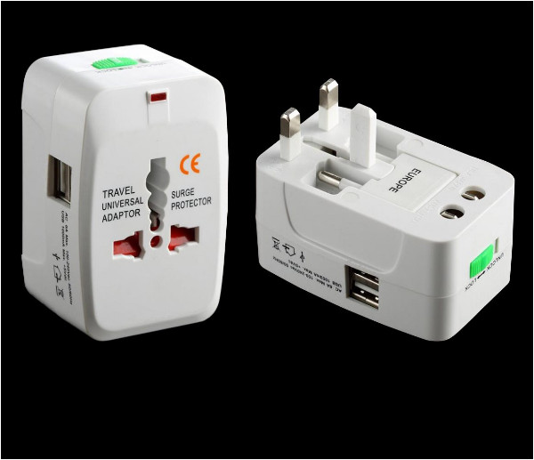 Ổ cắm điện đa quốc gia có 2 cổng USB phích cắm du lịch đa năng cho hơn 150 nước trên thế giới