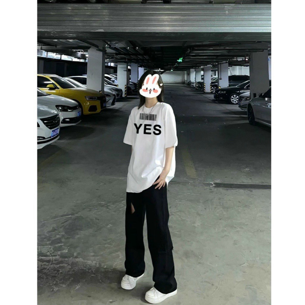 Áo phông y.e.s. n.o Chất cotton, Áo thun Unisex Yes No Ulzzang tay lỡ form rộng, Áo Phông Nữ Tay Lỡ Unisex Giấu Quần In Chữ YES NO đơn giản, Áo thun Stee YES NO CVC