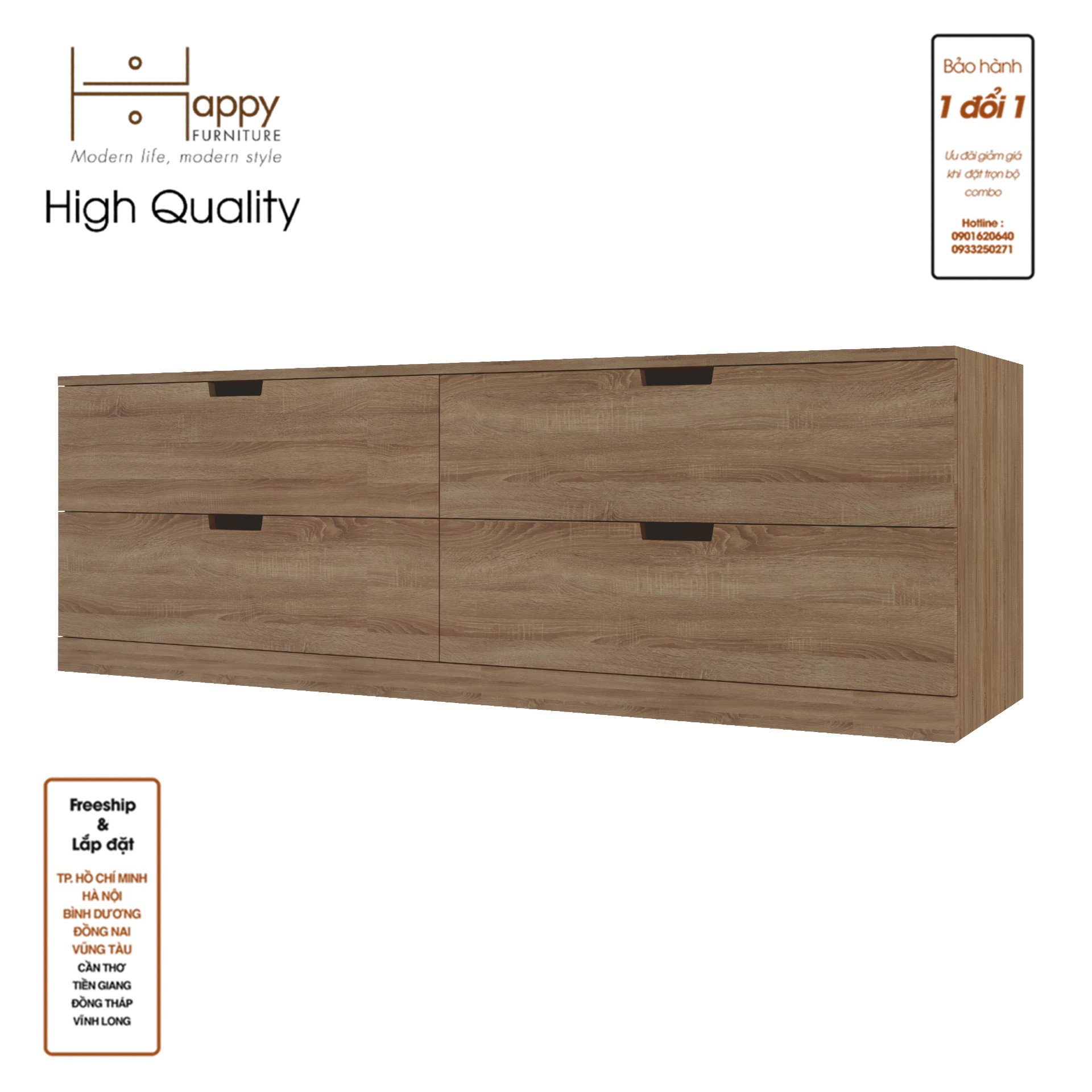 [Happy Home Furniture] SCANDINA, Tủ đựng đồ 4 ngăn kéo, 160cm x 47cm x 53cm ( DxRxC), THK_103