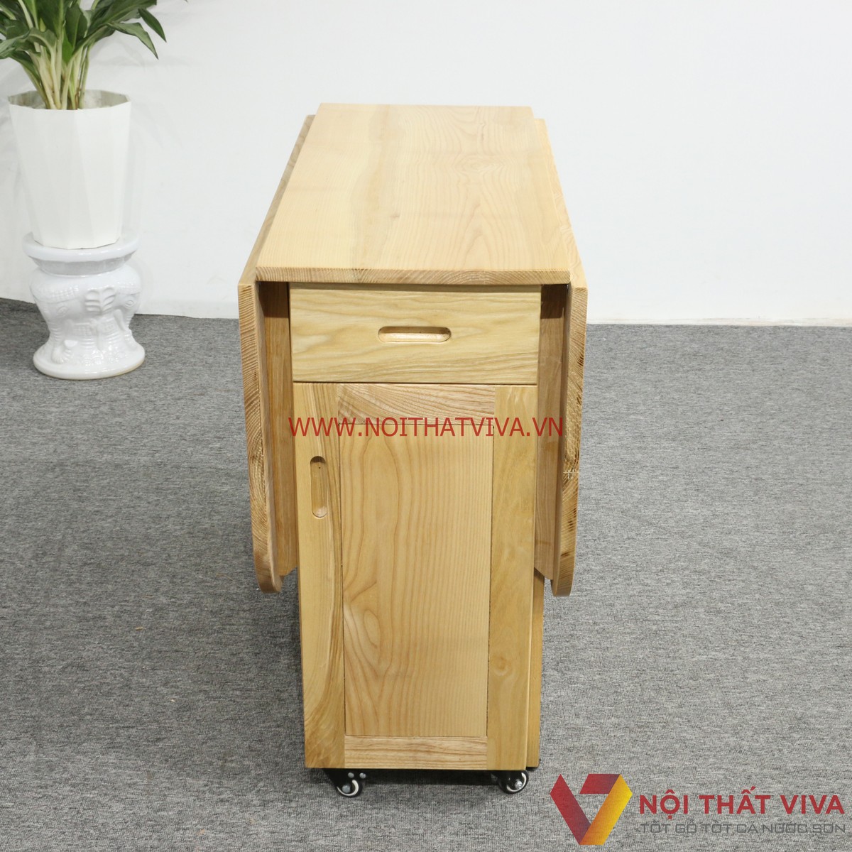 Bàn Ăn Thông Minh Xếp Gọn Gỗ Sồi Tự Nhiên 4 Ghế Đẹp Giá Rẻ