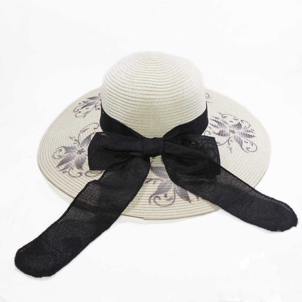 Mũ cói hoa to và nơ vành rộng 12 cm, vòng đầu 56 cm - chất liệu vải cói đẹp thích hợp cho chị em phụ nữ