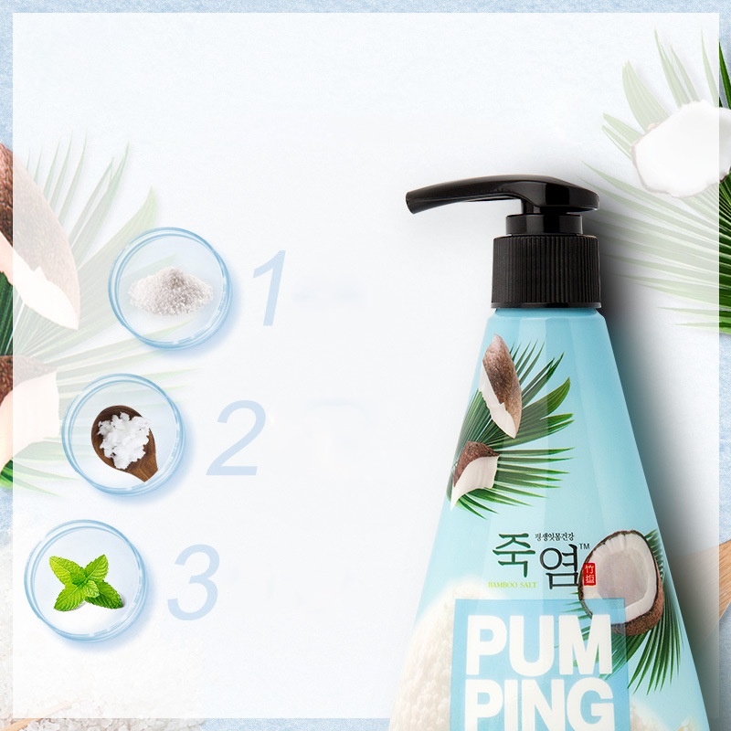 Kem đánh răng PumPing trái dừa + bạc hà hơi thở thơm mát Hàn Quốc 285g