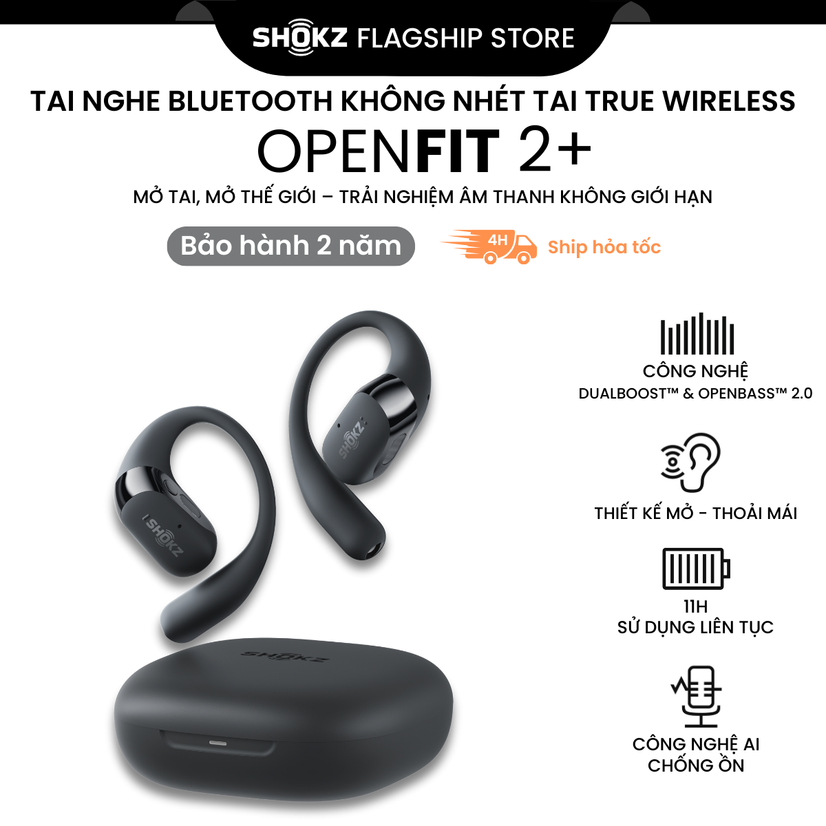 [MỚI] - Tai Nghe Không Nhét Tai True Wireless OpenFit 2+ T921 - Bảo Hành 24 Tháng - Hàng Chính Hãng