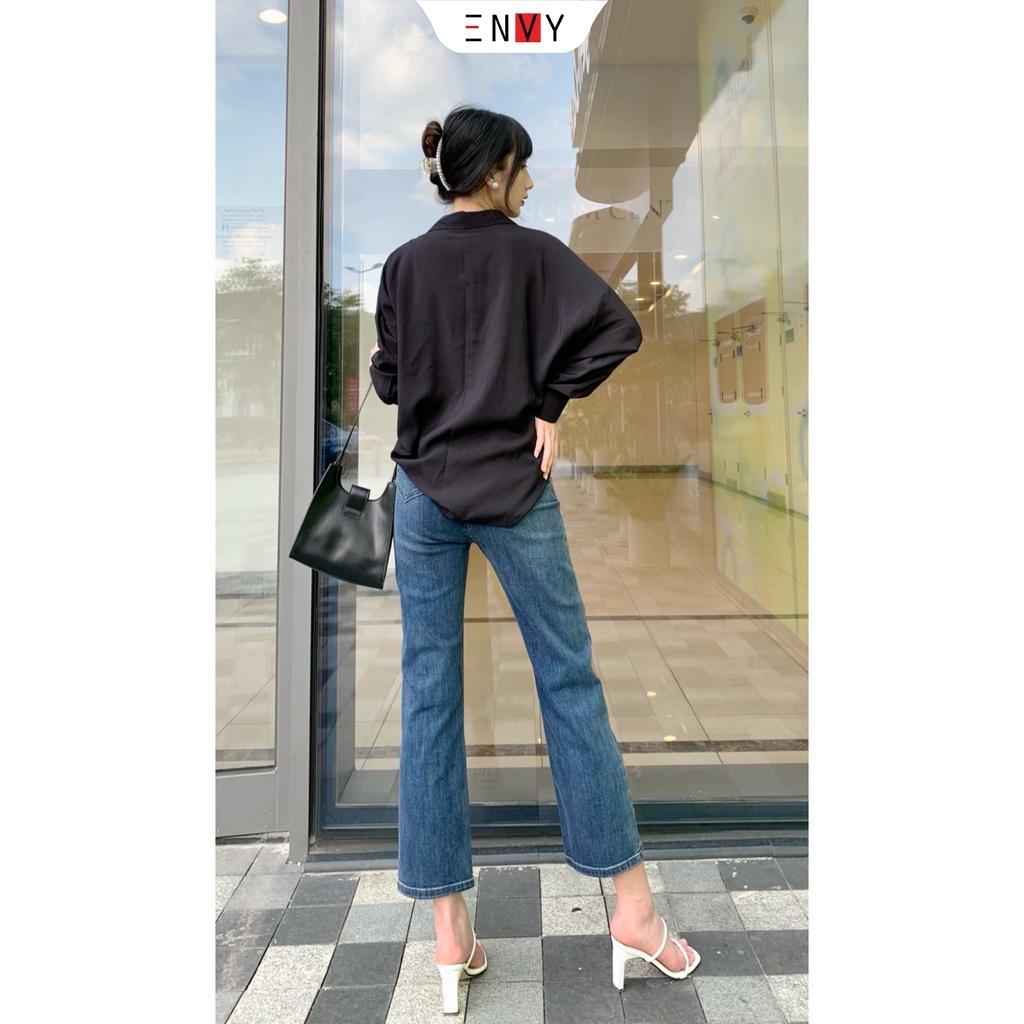 Áo sơ mi tơ dáng suông ENVY S177 khuy nút kiểu