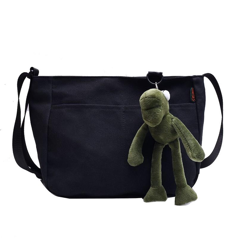 Student Idle Style Simple Crossbody Bag Canvas Bag College Student Shoulder Bag for Class