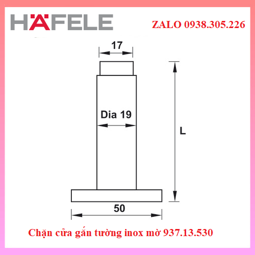 Chặn cửa gắn tường inox mờ 937.13.530