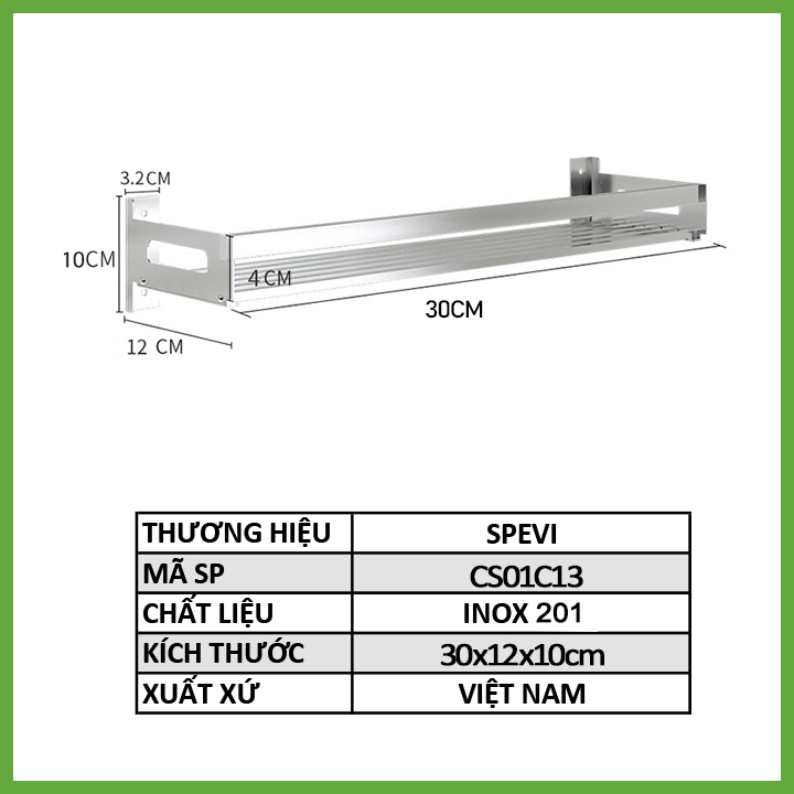 Kệ Inox Nhà Bếp Dán Tường GAGI Mã GK02 Cao Cấp Không Gỉ Sét, Không Cần Khoan, Lắp Ráp Đơn Giản, Có Keo Dán Vô Cùng Chắc Chắn, Kèm 04 Móc Treo Chịu Lực Tốt - Hàng Chính Hãng