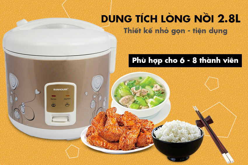 Nồi Cơm Điện Nắp Gài Sunhouse SHD8302 (2.8L) - Hàng chính hãng