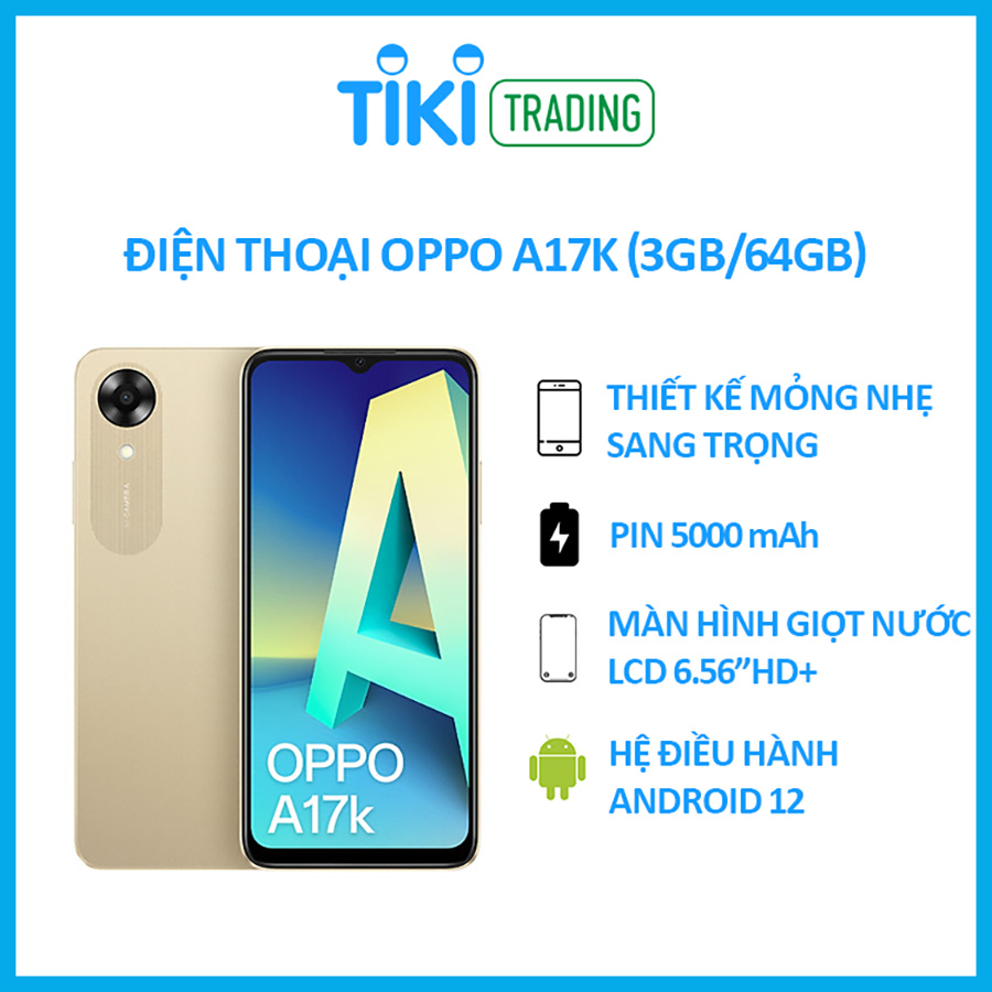 Điện Thoại Oppo A17k (3GB/64GB) - Hàng Chính Hãng