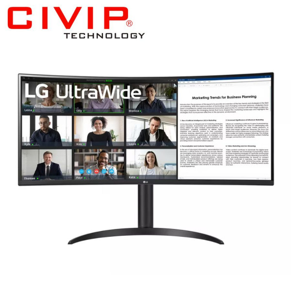 Màn hình LCD LG 34WR55QC-B 34&quot; (VA/WQHD (3440x1440)/5ms/100Hz/300cdm2/Cong) - Hàng chính hãng