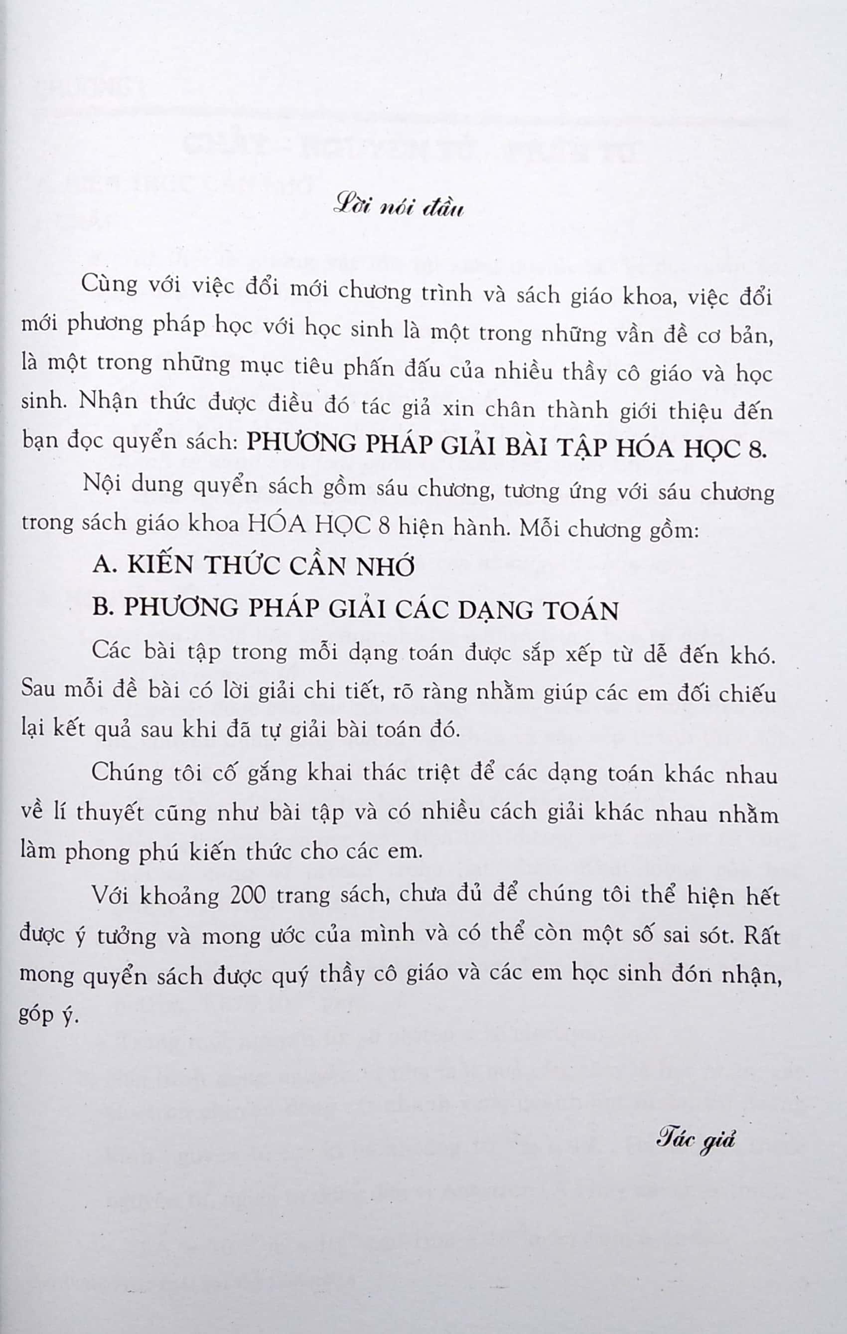 Phương Pháp Giải Bài Tập Hóa Học Lớp 8 (Tái Bản 2021)