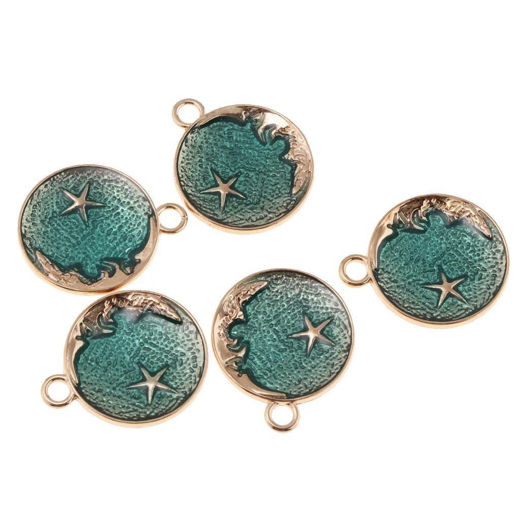 Handmade Moon Star Pendant Necklace Earrings Accessories Green