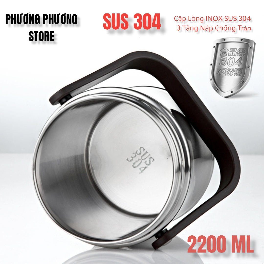 CẶP LỒNG, CAMEN GIỮ NHIỆT CAO CẤP INOX 304 DUNG TÍCH 2,2L HÀNG SIÊU ĐẸP CÓ NẮP CHỐNG TRÀN