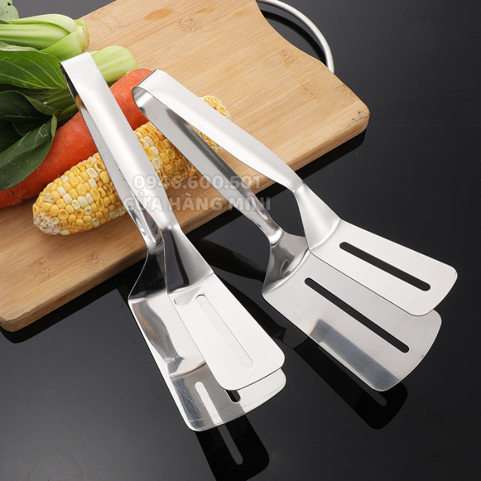 Dụng Cụ Kẹp Gắp, Lật, Chiên Đồ Ăn Bằng Inox 304 Đầu Vuông