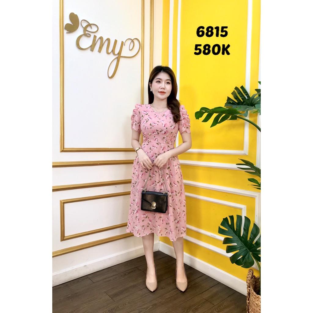 Đầm EMY EM6815 Xoè Hồng Cổ Tròn